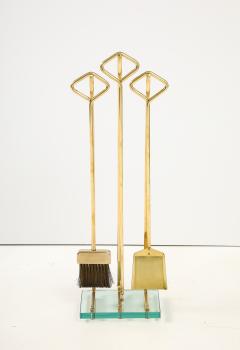  Fontana Arte Fontana Arte Brass And Glass Modernist Italian Fireplace Tools - 3799314