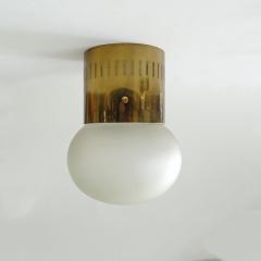  Fontana Arte Fontana Arte Pair of Brass and Frosted Glass Ceiling Lamps Italy 1966 - 3822053