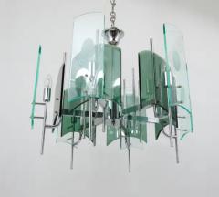  Fontana Arte Fontana Arte Style Huge Mid Century Glass Chandelier Italy 1960s - 4047061