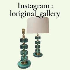  Fontana Arte FontanaArte 1970s Pair of Glass and brass lamps by Fontana Art  - 4502277