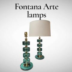  Fontana Arte FontanaArte 1970s Pair of Glass and brass lamps by Fontana Art  - 4502278