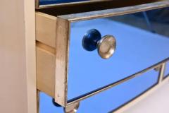  Fontana Arte FontanaArte Curved Dresser with Blonde Wood and Blue Crystal Glass - 3326497