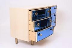  Fontana Arte FontanaArte Curved Dresser with Blonde Wood and Blue Crystal Glass - 3326499