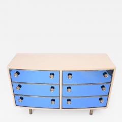  Fontana Arte FontanaArte Curved Dresser with Blonde Wood and Blue Crystal Glass - 3330625