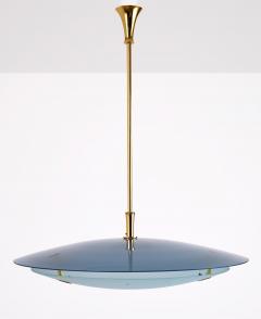  Fontana Arte FontanaArte Fontana Arte Blue Glass Pendant Chandelier Italy 1950s - 4517791