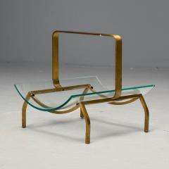  Fontana Arte FontanaArte Fontana Arte Italian Mid Century Modern Magazine Rack Brass Glass 1970s - 3849676