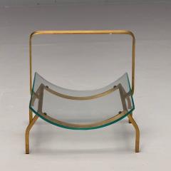  Fontana Arte FontanaArte Fontana Arte Italian Mid Century Modern Magazine Rack Brass Glass 1970s - 3849681