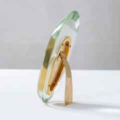  Fontana Arte FontanaArte Fontana Arte Oval Photo Frame in Glass and Brass 50s - 3220282