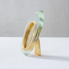  Fontana Arte FontanaArte Fontana Arte Oval Photo Frame in Glass and Brass 50s - 3220284