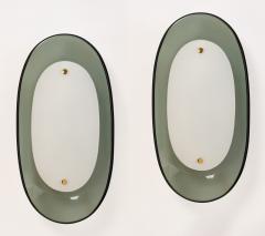  Fontana Arte FontanaArte Fontana Arte Pair of Oval Colored Glass Sconces Italy 1960s - 4508055