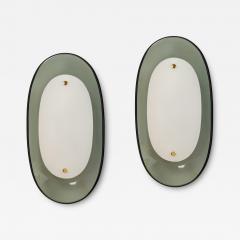  Fontana Arte FontanaArte Fontana Arte Pair of Oval Colored Glass Sconces Italy 1960s - 4508057
