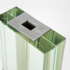  Fontana Arte FontanaArte Fontana Arte Soliflore Vase Mod 2393 in Crystal Nickeled Brass 50s - 3124702