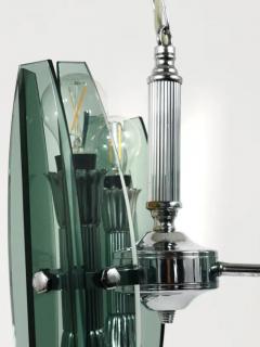  Fontana Arte FontanaArte Fontana Arte Style Glass Chrome Chandelier Pendant Light by Veca Murano Italy - 4067394