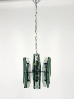  Fontana Arte FontanaArte Fontana Arte Style Glass Chrome Chandelier Pendant Light by Veca Murano Italy - 4067405