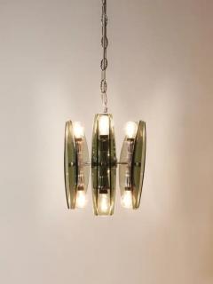  Fontana Arte FontanaArte Fontana Arte Style Glass Chrome Chandelier Pendant Light by Veca Murano Italy - 4067466