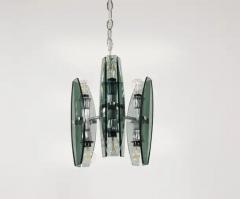  Fontana Arte FontanaArte Fontana Arte Style Glass Chrome Chandelier Pendant Light by Veca Murano Italy - 4067478