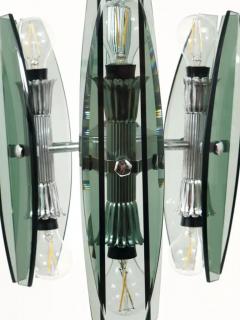  Fontana Arte FontanaArte Fontana Arte Style Glass Chrome Chandelier Pendant Light by Veca Murano Italy - 4067489