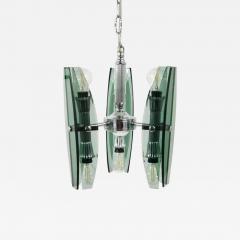  Fontana Arte FontanaArte Fontana Arte Style Glass Chrome Chandelier Pendant Light by Veca Murano Italy - 4069642