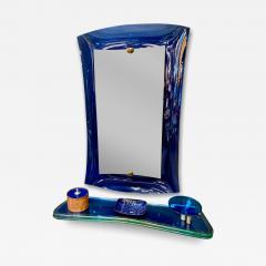  Fontana Arte FontanaArte Fontana Arte blue mirror with glass console Italy 1970 - 4267274