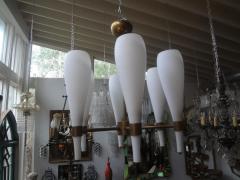  Fontana Arte FontanaArte Italian Brass and Glass Modernist Chandelier Fontana Arte Style - 4265246