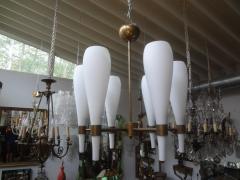  Fontana Arte FontanaArte Italian Brass and Glass Modernist Chandelier Fontana Arte Style - 4265250