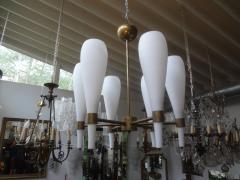  Fontana Arte FontanaArte Italian Brass and Glass Modernist Chandelier Fontana Arte Style - 4265254