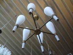  Fontana Arte FontanaArte Italian Brass and Glass Modernist Chandelier Fontana Arte Style - 4265323