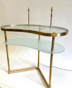  Fontana Arte FontanaArte Italian Midcentury Brass Satin Glass Vanity Writing Table Desk Fontana Arte - 4189474