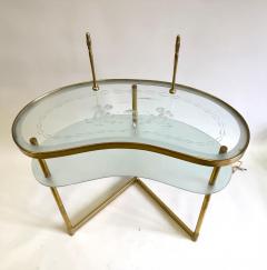  Fontana Arte FontanaArte Italian Midcentury Brass Satin Glass Vanity Writing Table Desk Fontana Arte - 4189493