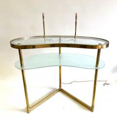  Fontana Arte FontanaArte Italian Midcentury Brass Satin Glass Vanity Writing Table Desk Fontana Arte - 4189507