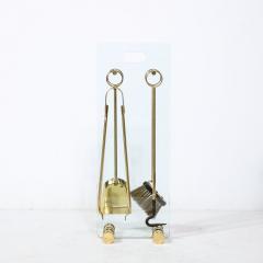  Fontana Arte FontanaArte Mid Century Modernist Fire Tool Set in Glass and Polished Brass w Black Enamel - 3040909