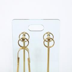  Fontana Arte FontanaArte Mid Century Modernist Fire Tool Set in Glass and Polished Brass w Black Enamel - 3041019