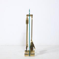  Fontana Arte FontanaArte Mid Century Modernist Fire Tool Set in Glass and Polished Brass w Black Enamel - 3041036