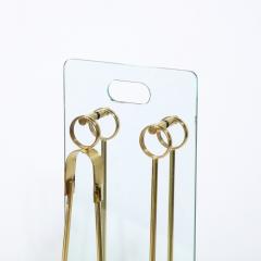  Fontana Arte FontanaArte Mid Century Modernist Fire Tool Set in Glass and Polished Brass w Black Enamel - 3041042