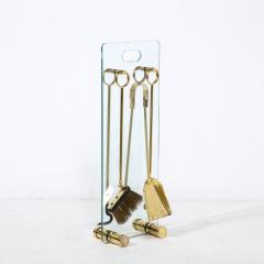 Fontana Arte FontanaArte Mid Century Modernist Fire Tool Set in Glass and Polished Brass w Black Enamel - 3041073