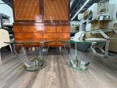  Fontana Arte FontanaArte Near Pair Italian Fontana Arte Attributed Glass And Bronze Tables - 4755767