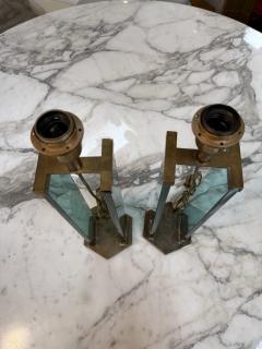  Fontana Arte FontanaArte Pair of Fontana Arte Style Brass and Blue Glass Table Lamps - 4611384
