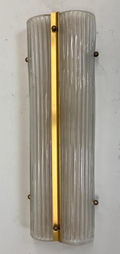  Fontana Arte FontanaArte Pair of Large Italian Mid Century Modern Glass and Brass Wall Lights Sconces - 4605905