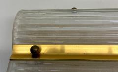  Fontana Arte FontanaArte Pair of Large Italian Mid Century Modern Glass and Brass Wall Lights Sconces - 4605913