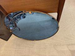  Fontana Arte FontanaArte Pair of blue glass mirrors and brass Att to Fontana Arte  - 4582415