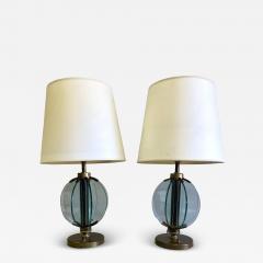  Fontana Arte FontanaArte Rare Pair of Italian Glass Brass Table Lamps by Pietro Chiesa Fontana Arte - 4106031