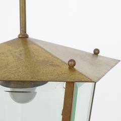  Fontana Arte FontanaArte Splendid Italian 1940s Pendant Lamp in Perforated Brass and Cut Glass - 3177919