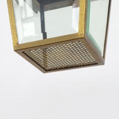  Fontana Arte FontanaArte Splendid Italian 1940s Pendant Lamp in Perforated Brass and Cut Glass - 3177921