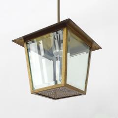  Fontana Arte FontanaArte Splendid Italian 1940s Pendant Lamp in Perforated Brass and Cut Glass - 3177922