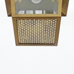  Fontana Arte FontanaArte Splendid Italian 1940s Pendant Lamp in Perforated Brass and Cut Glass - 3177924