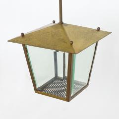  Fontana Arte FontanaArte Splendid Italian 1940s Pendant Lamp in Perforated Brass and Cut Glass - 3177925