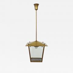  Fontana Arte FontanaArte Splendid Italian 1940s Pendant Lamp in Perforated Brass and Cut Glass - 3178539