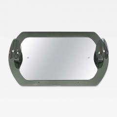  Fontana Arte FontanaArte Vintage Fontana Arte Glass Lighted Mirror with Sconces Italy - 4306925