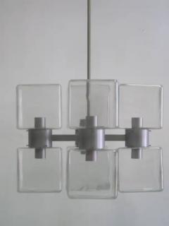  Fontana Arte Italian Minimalist Mid Century Modern Clear Murano Glass Chandelier 1960 70 - 4103022