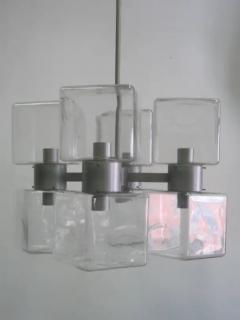  Fontana Arte Italian Minimalist Mid Century Modern Clear Murano Glass Chandelier 1960 70 - 4103053